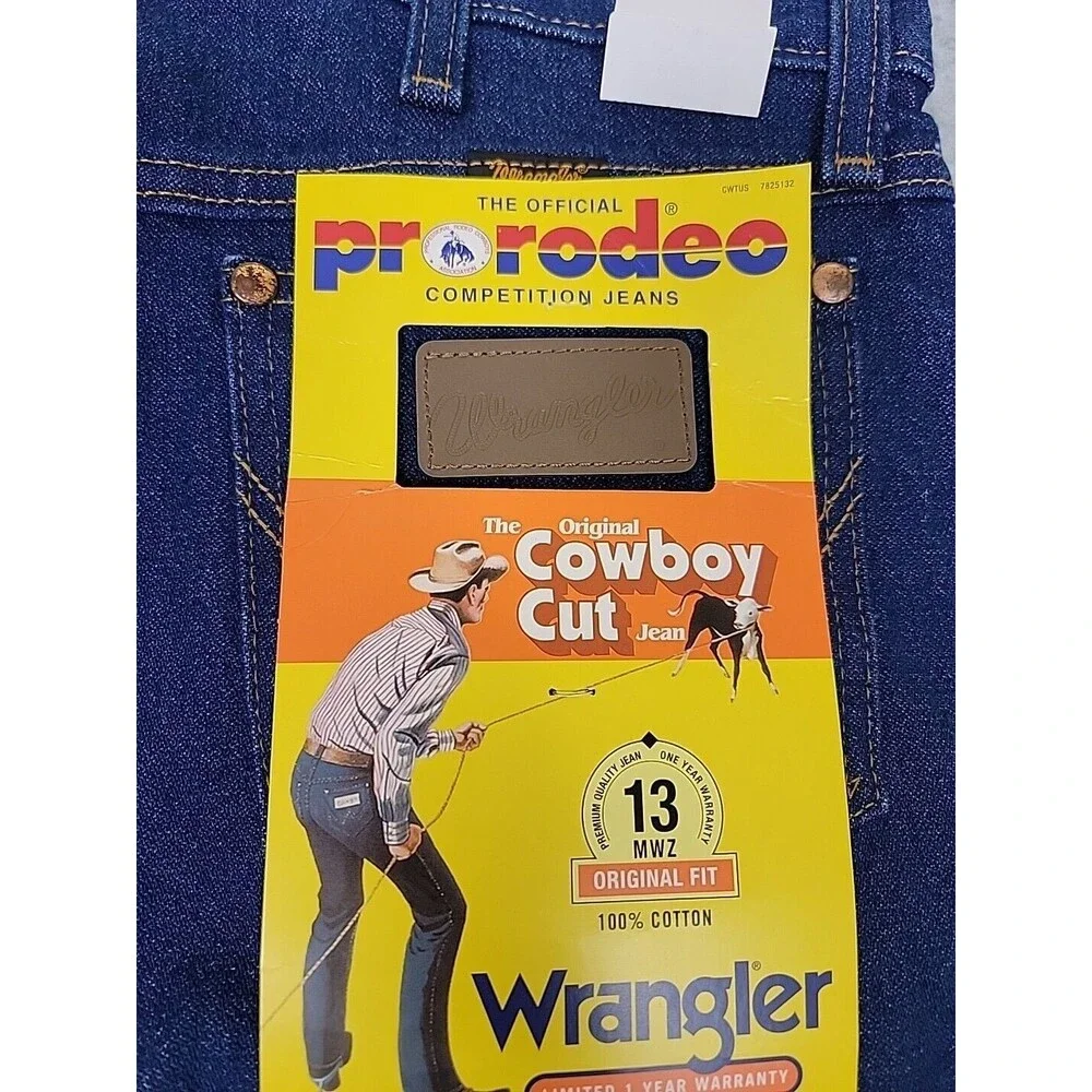 Wrangler Jeans Mens 36x30 Cowboy Cut Straight Blue Cotton‎ High Rise Rodeo NEW